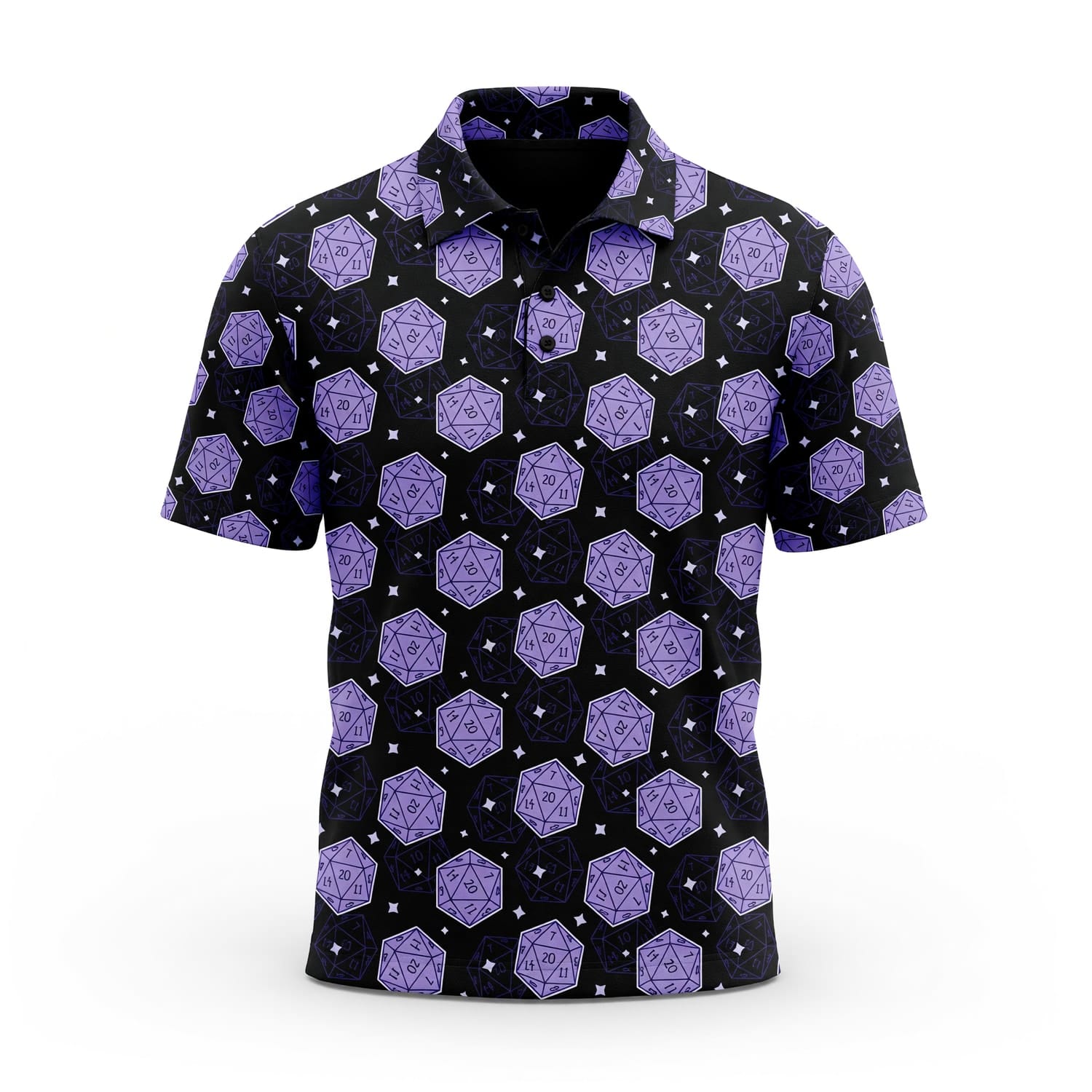 D20 Dice AOP T-Shirt - Purple RPG Tabletop Gaming Pattern