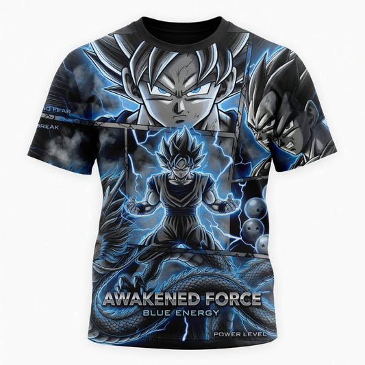 Anime Warrior Awakened Force Blue Energy All Over Print Apparel