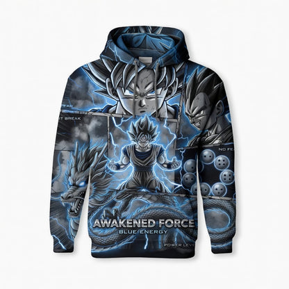 Anime Warrior Awakened Force Blue Energy All Over Print Apparel