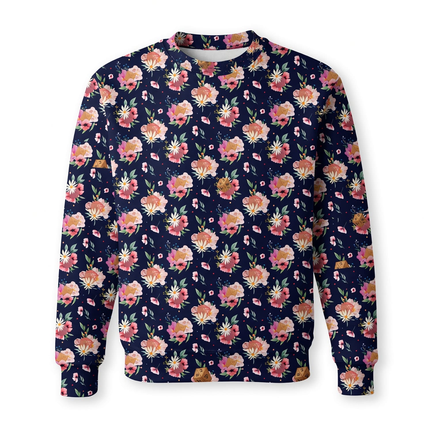 Floral Dice AOP T-Shirt - RPG Fantasy Gamer Pattern