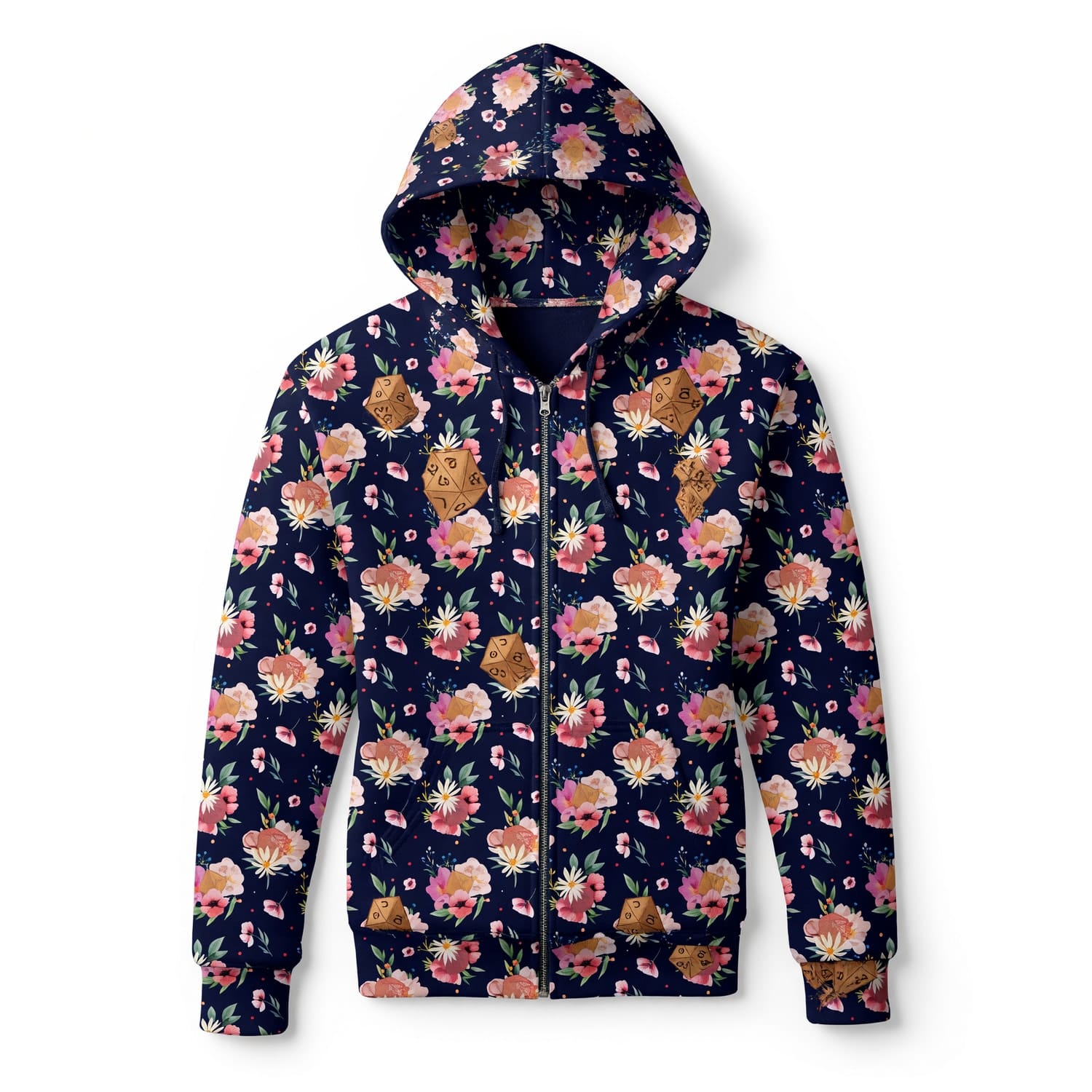 Floral Dice AOP T-Shirt - RPG Fantasy Gamer Pattern