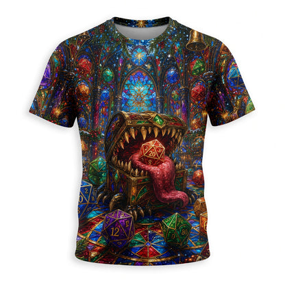 Christmas Mimic Dice AOP Apparel - Fantasy RPG Holiday Design
