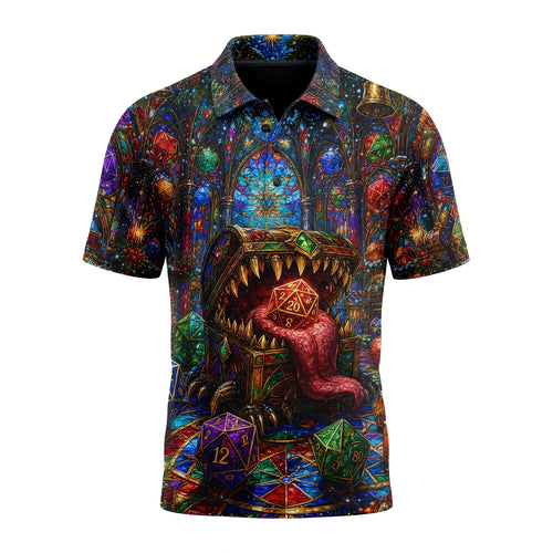 Christmas Mimic Dice AOP Apparel - Fantasy RPG Holiday Design