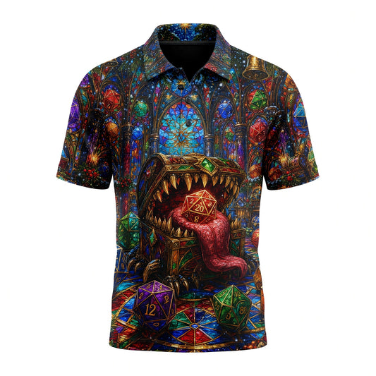 Christmas Mimic Dice AOP Apparel - Fantasy RPG Holiday Design