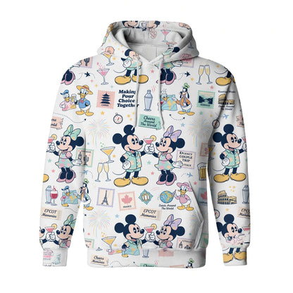 World Park Drink Around The World AOP T-Shirt - Mouse Vacation Pattern