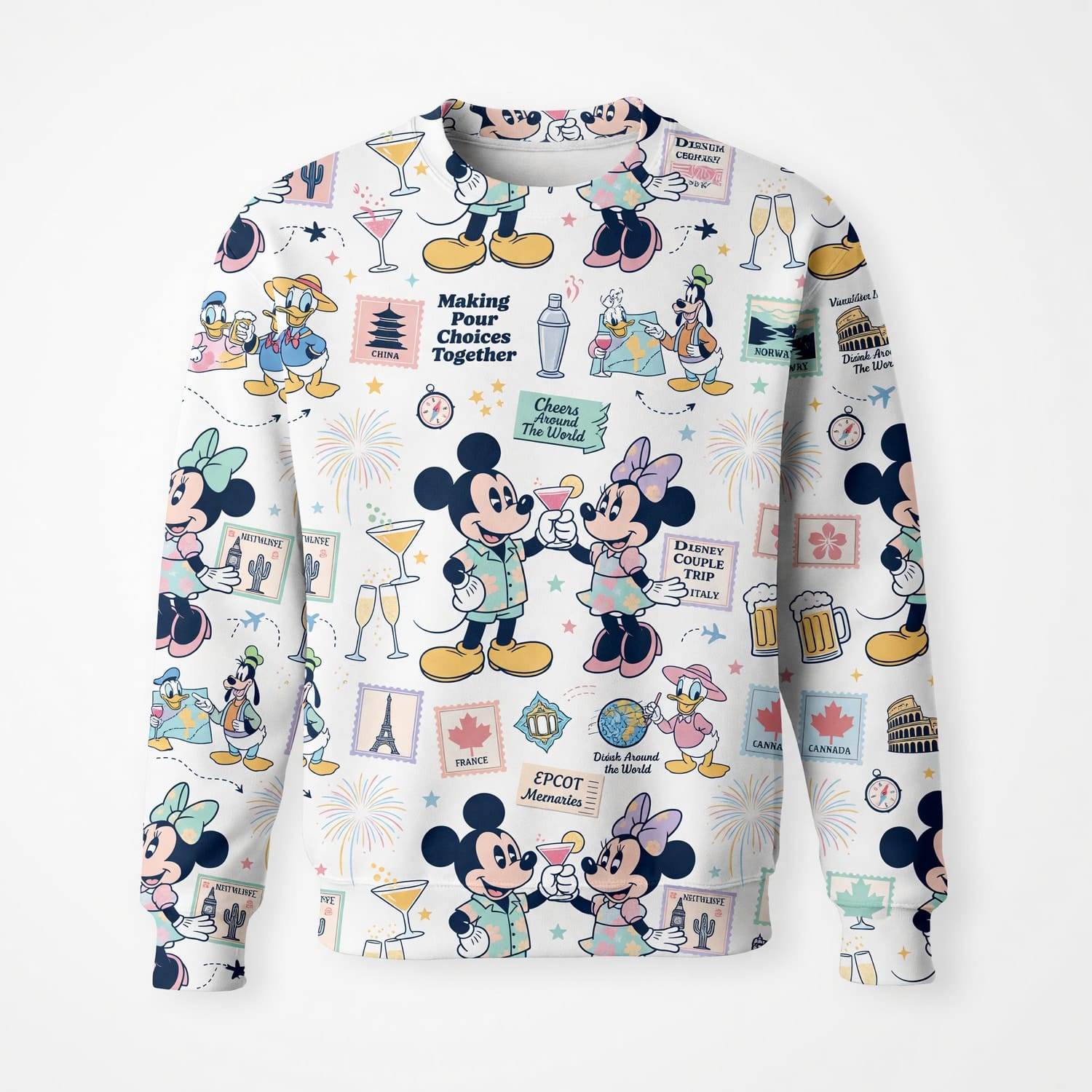 World Park Drink Around The World AOP T-Shirt - Mouse Vacation Pattern