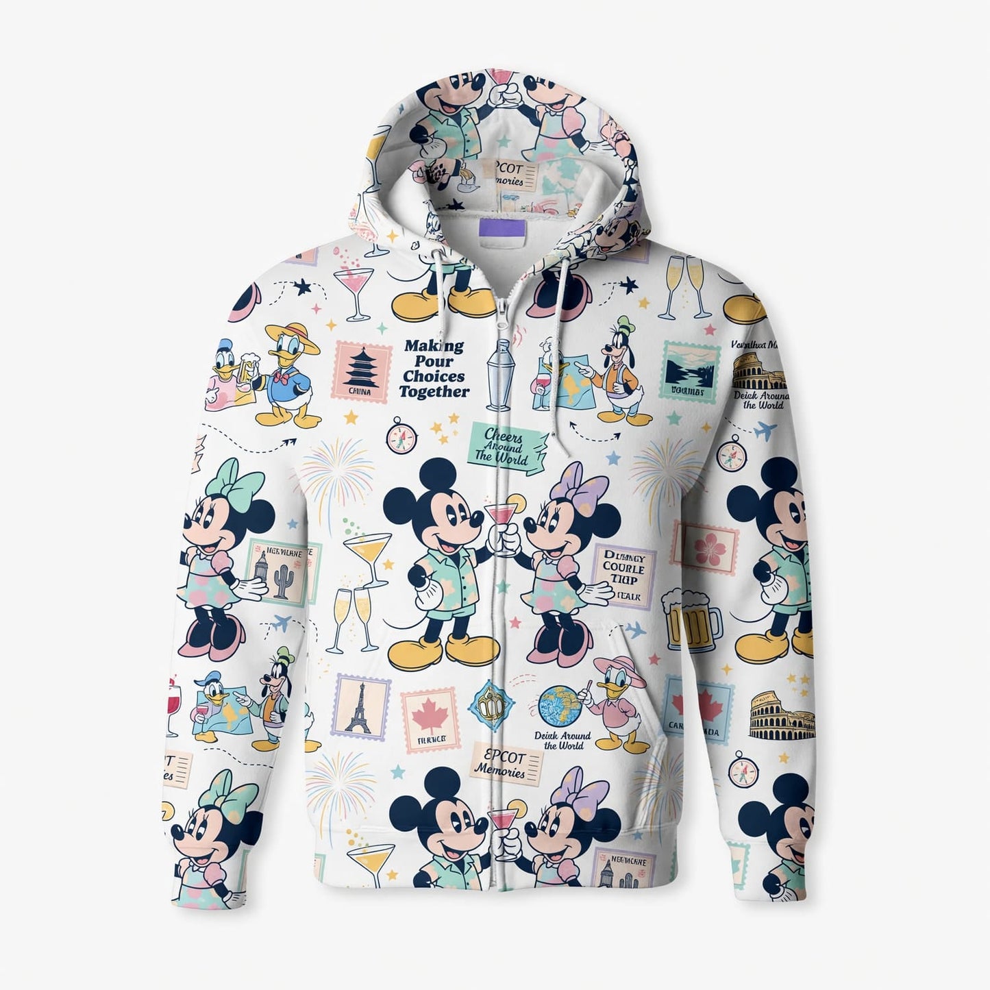 World Park Drink Around The World AOP T-Shirt - Mouse Vacation Pattern