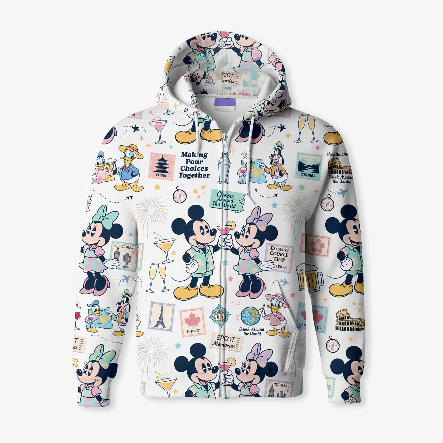 World Park Drink Around The World AOP T-Shirt - Mouse Vacation Pattern