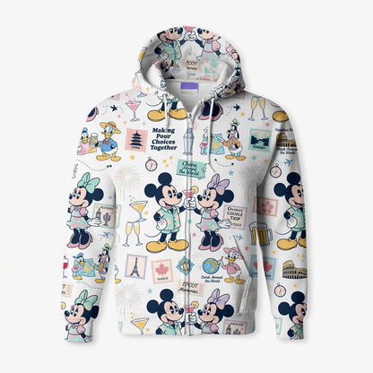 World Park Drink Around The World AOP T-Shirt - Mouse Vacation Pattern