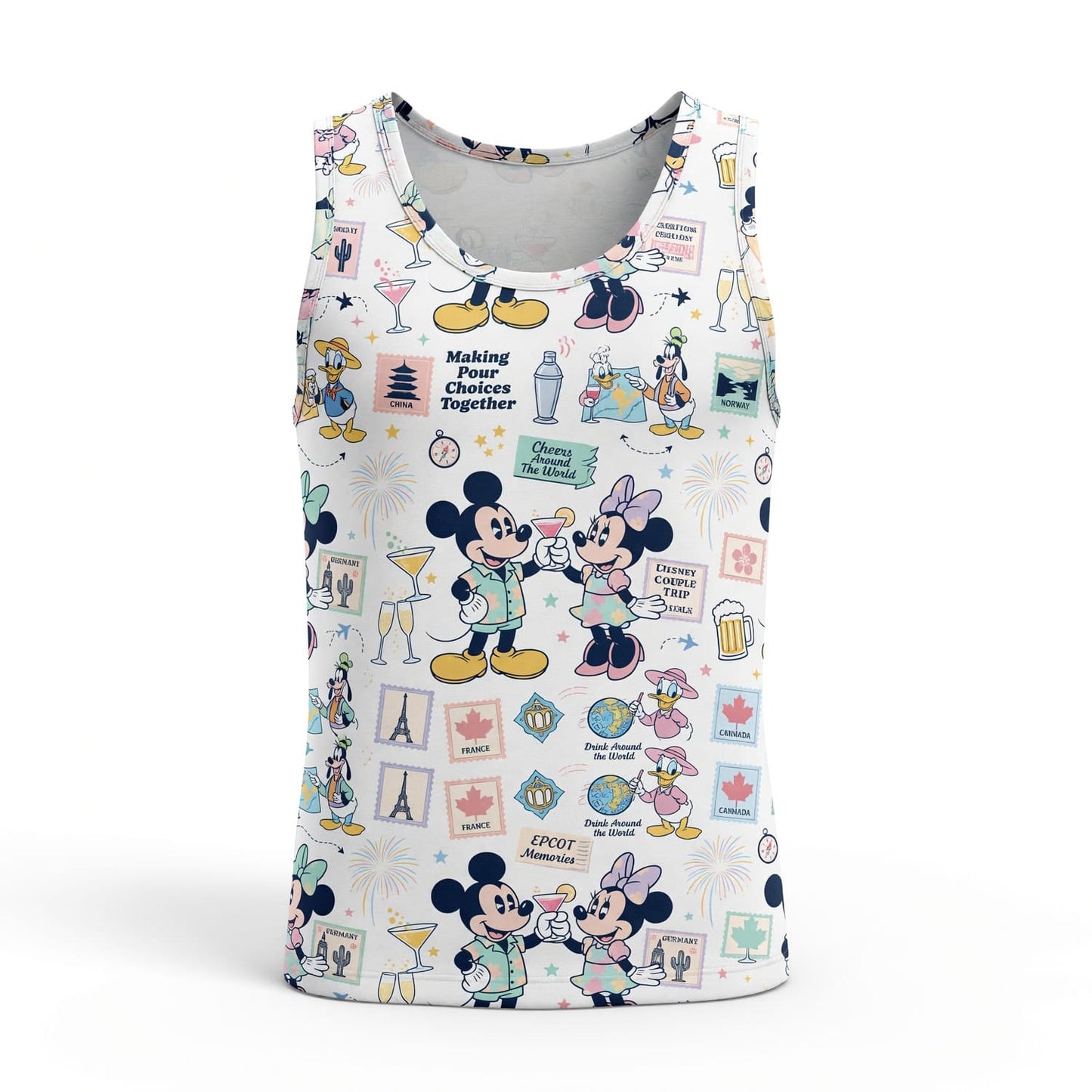 World Park Drink Around The World AOP T-Shirt - Mouse Vacation Pattern
