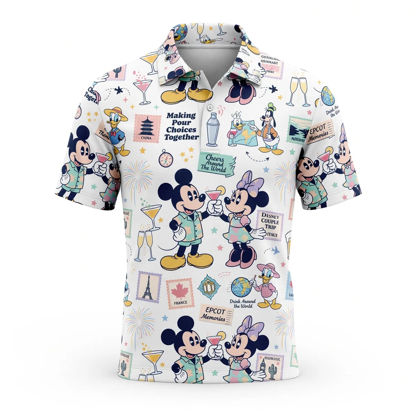 World Park Drink Around The World AOP T-Shirt - Mouse Vacation Pattern