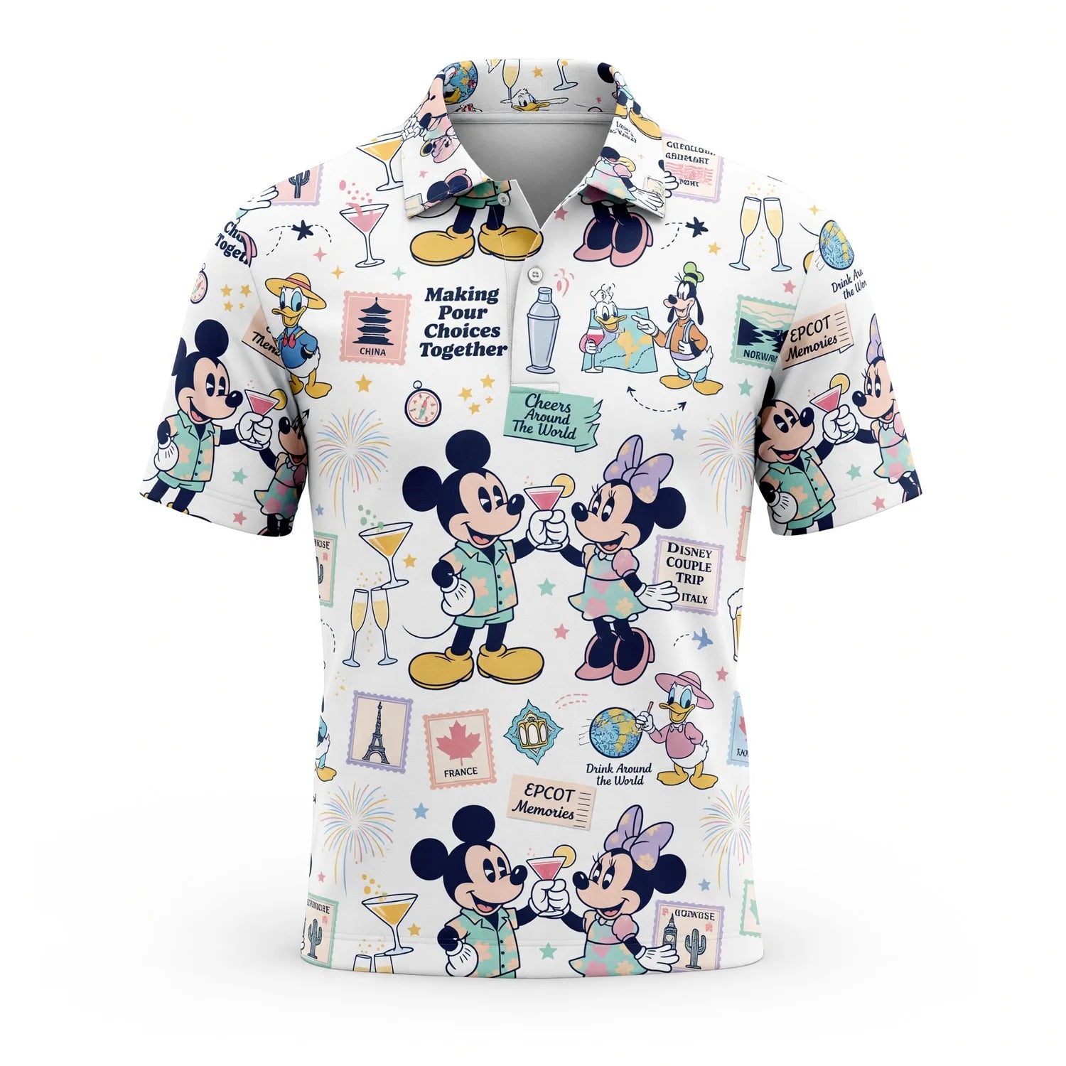 World Park Drink Around The World AOP T-Shirt - Mouse Vacation Pattern