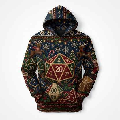 Christmas Dice AOP T-Shirt - Holiday RPG Gaming Apparel