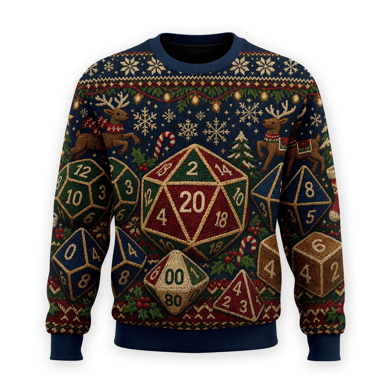 Christmas Dice AOP T-Shirt - Holiday RPG Gaming Apparel