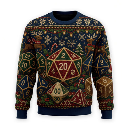 Christmas Dice AOP T-Shirt - Holiday RPG Gaming Apparel
