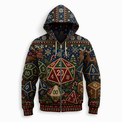 Christmas Dice AOP T-Shirt - Holiday RPG Gaming Apparel