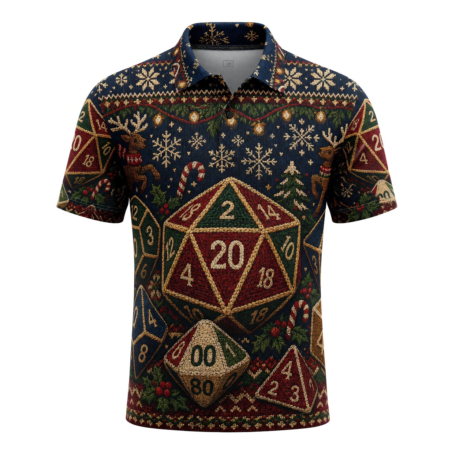 Christmas Dice AOP T-Shirt - Holiday RPG Gaming Apparel