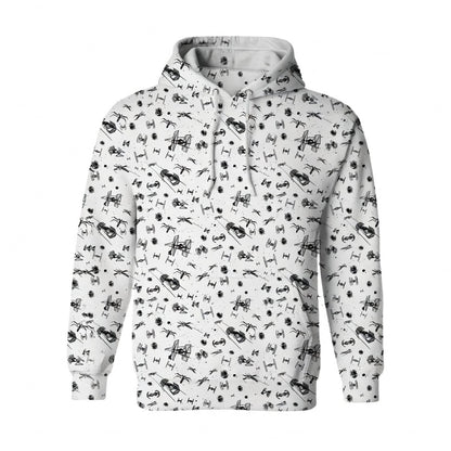 Galactic Mini Starship Icons Galactic Spacecraft AOP Apparel White