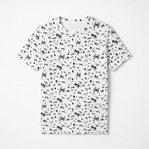 Galactic Mini Starship Icons Galactic Spacecraft AOP Apparel White