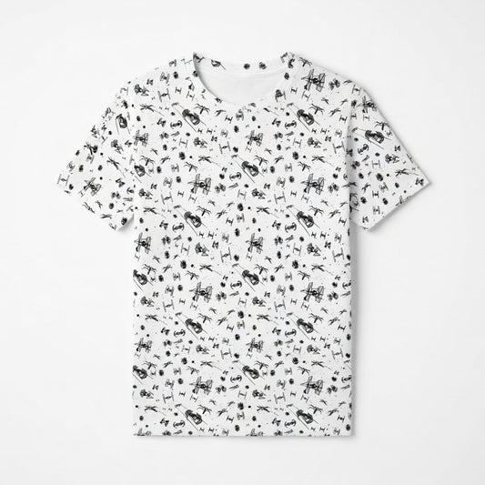 Galactic Mini Starship Icons Galactic Spacecraft AOP Apparel White