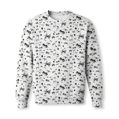 Galactic Mini Starship Icons Galactic Spacecraft AOP Apparel White