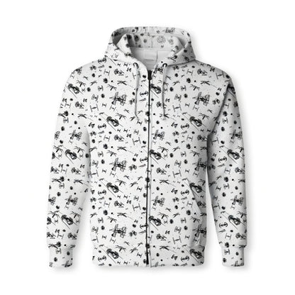 Galactic Mini Starship Icons Galactic Spacecraft AOP Apparel White