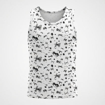 Galactic Mini Starship Icons Galactic Spacecraft AOP Apparel White