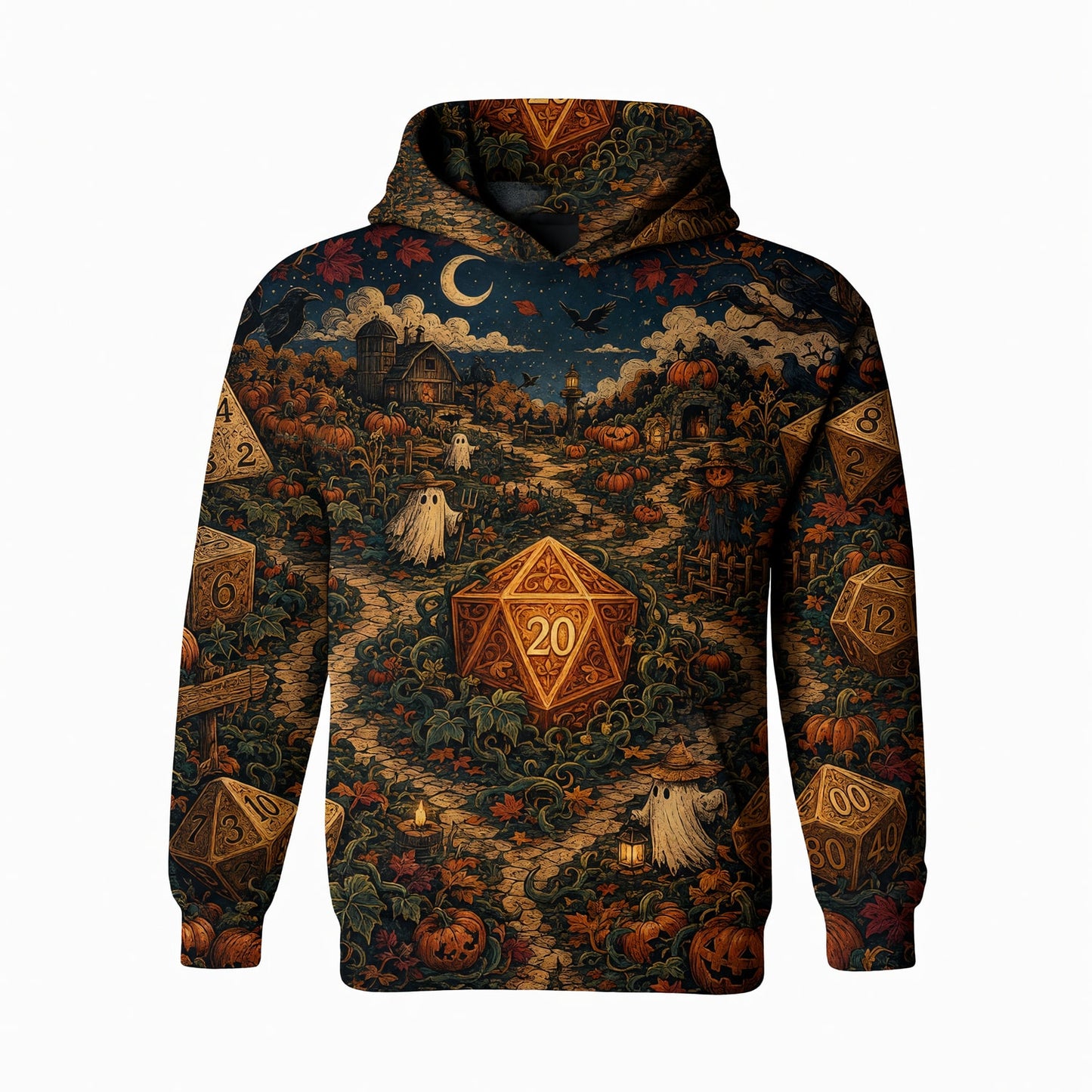 Halloween Dice AOP T-Shirt - Spooky RPG Fantasy Streetwear