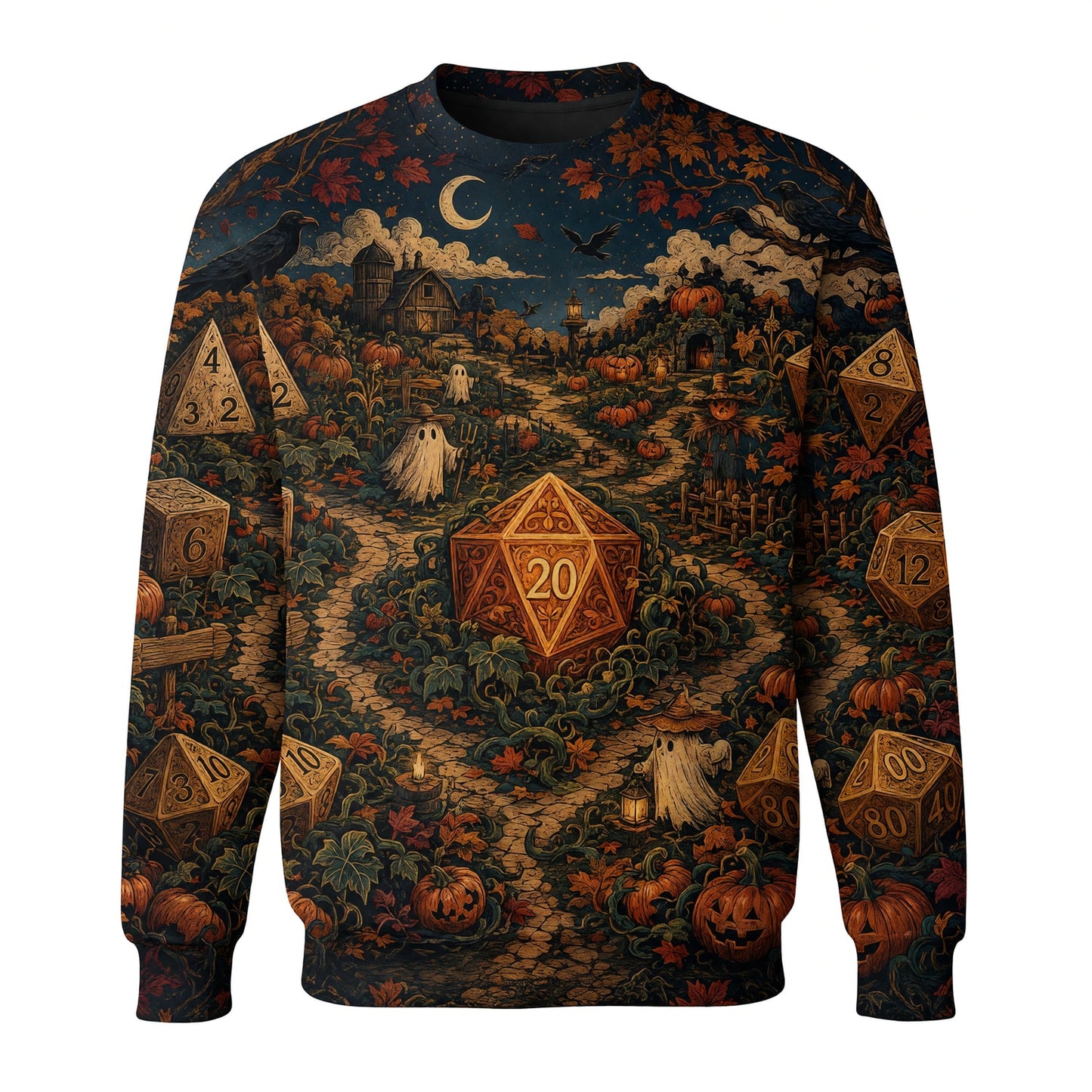 Halloween Dice AOP T-Shirt - Spooky RPG Fantasy Streetwear