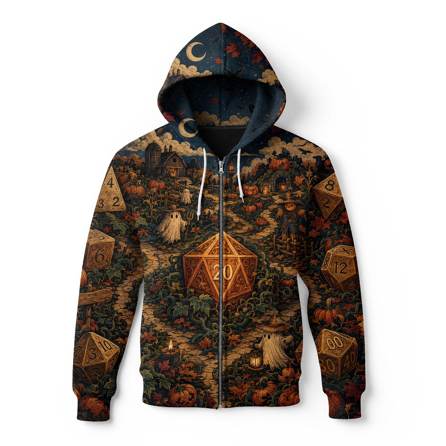 Halloween Dice AOP T-Shirt - Spooky RPG Fantasy Streetwear