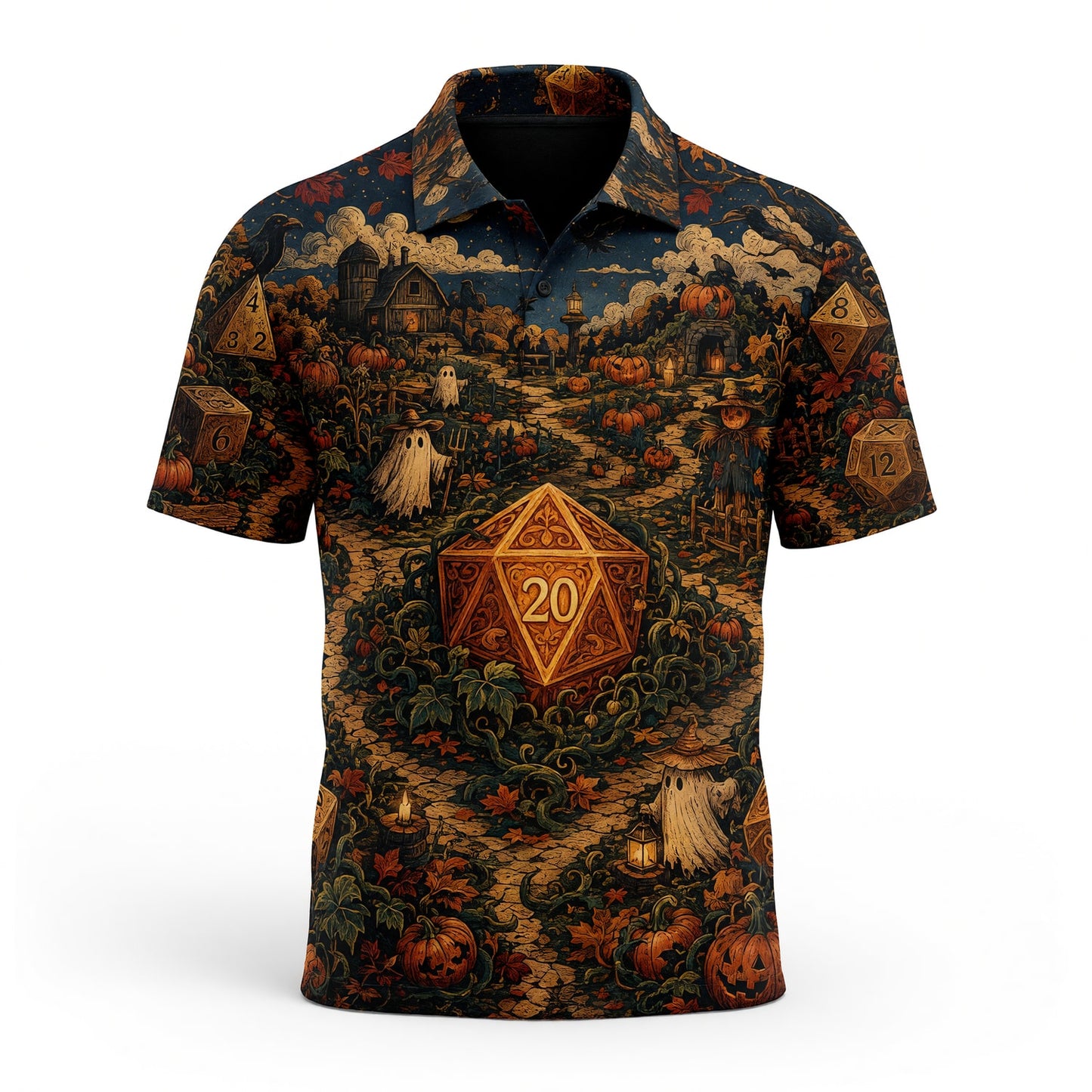 Halloween Dice AOP T-Shirt - Spooky RPG Fantasy Streetwear