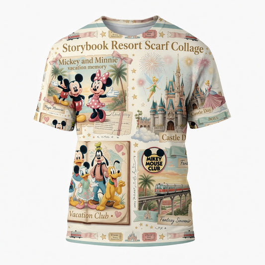 Storybook Resort AOP T-Shirt - Mouse Vacation Collage