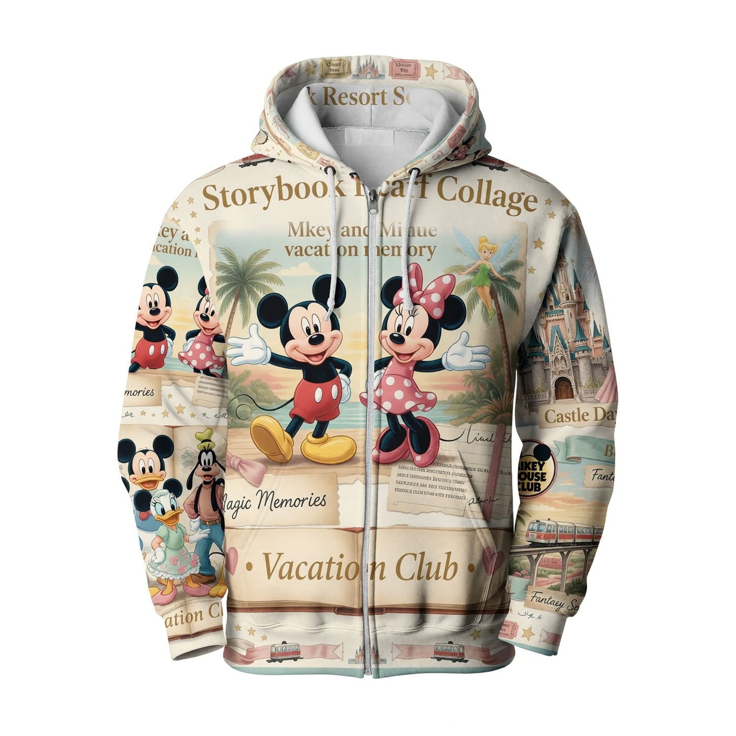 Storybook Resort AOP T-Shirt - Mouse Vacation Collage