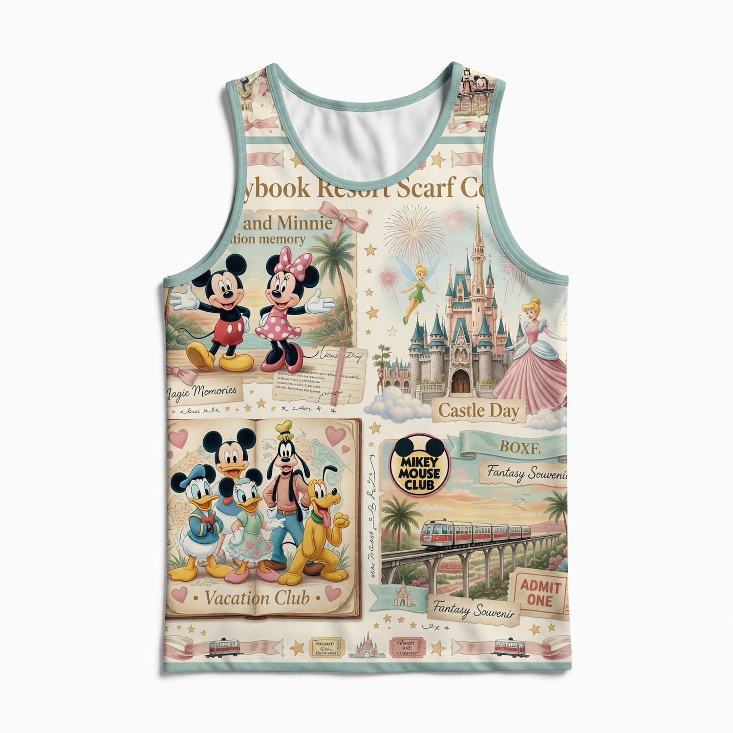 Storybook Resort AOP T-Shirt - Mouse Vacation Collage