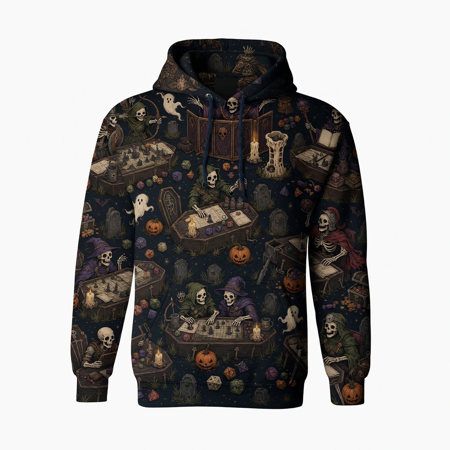 Skeleton Halloween AOP T-Shirt - Spooky Tabletop RPG Apparel