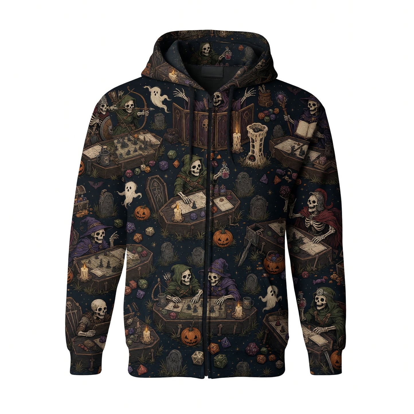 Skeleton Halloween AOP T-Shirt - Spooky Tabletop RPG Apparel