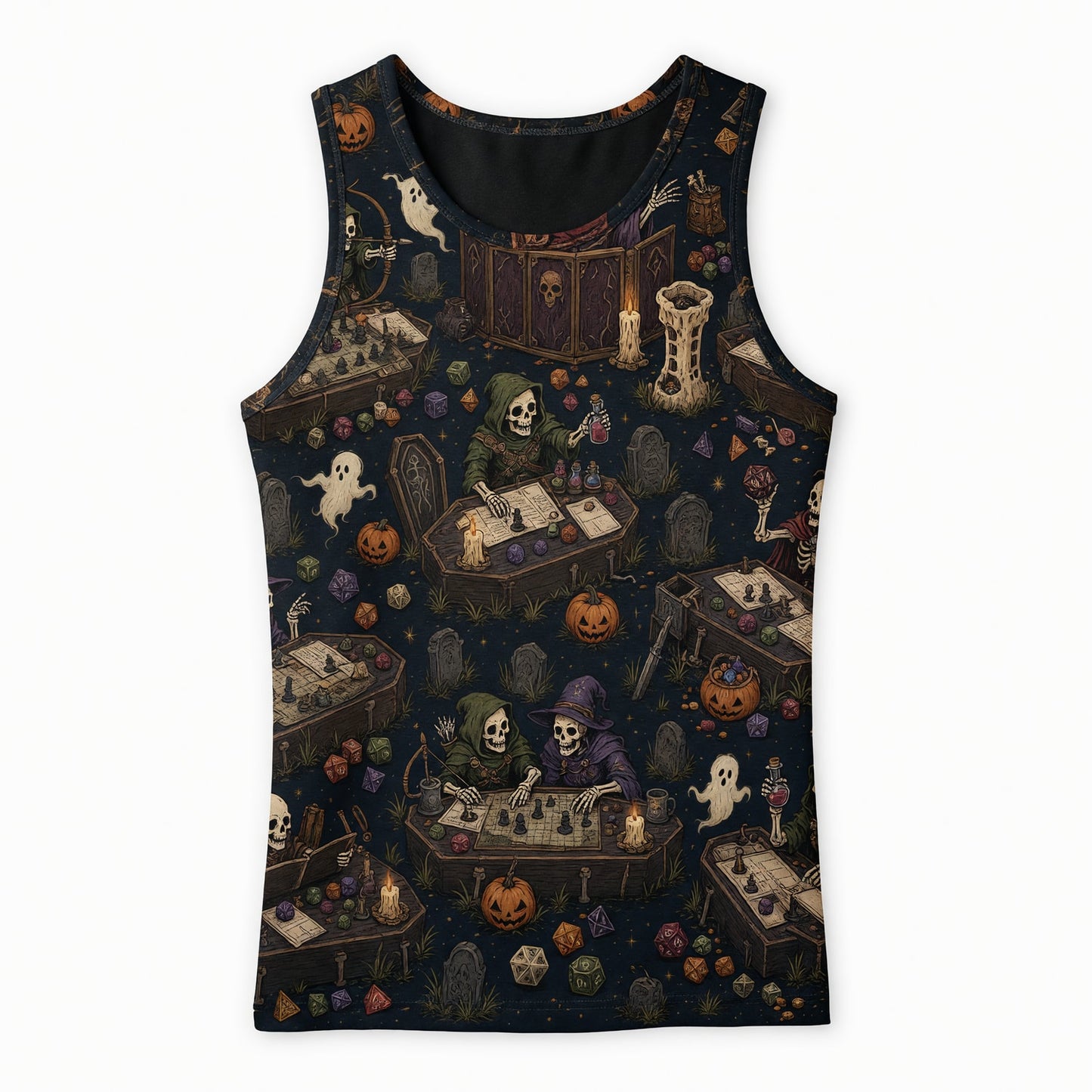 Skeleton Halloween AOP T-Shirt - Spooky Tabletop RPG Apparel