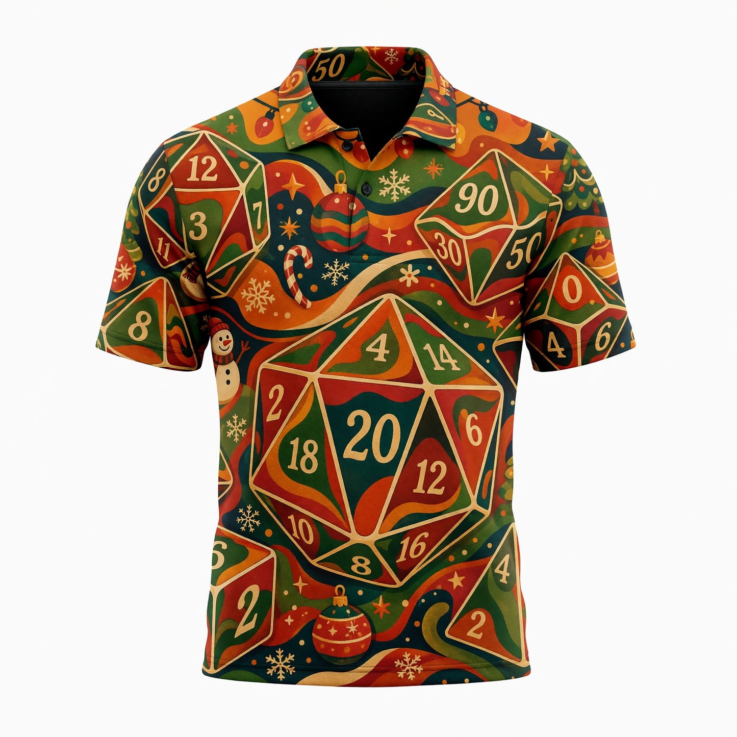 Christmas Dice AOP T-Shirt - Festive Holiday RPG Gaming