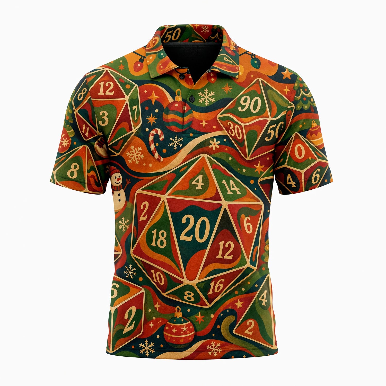 Christmas Dice AOP T-Shirt - Festive Holiday RPG Gaming