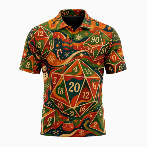 Christmas Dice AOP T-Shirt - Festive Holiday RPG Gaming