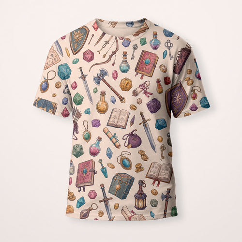 Fantasy Dungeon AOP Apparel - Fantasy RPG Dice Pattern