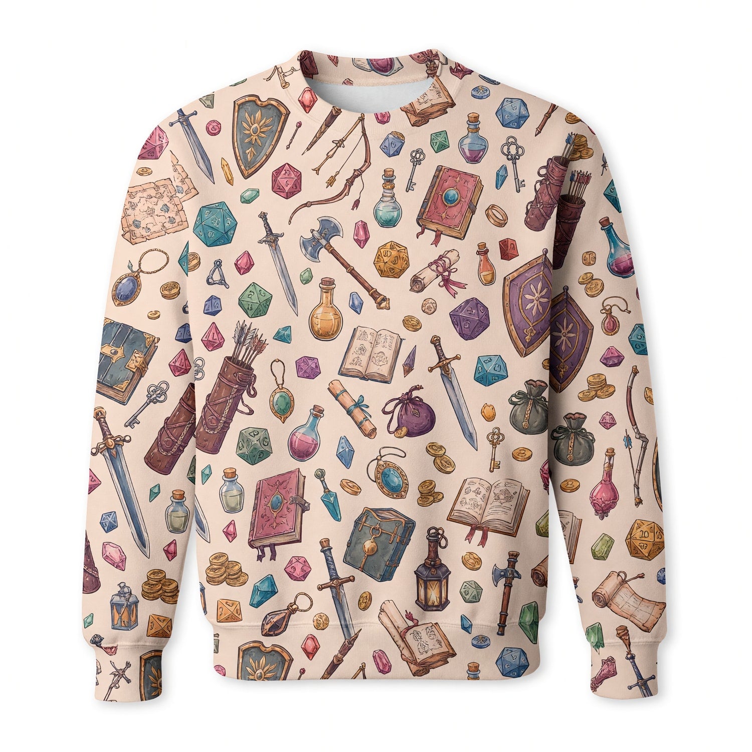 Fantasy Dungeon AOP Apparel - Fantasy RPG Dice Pattern