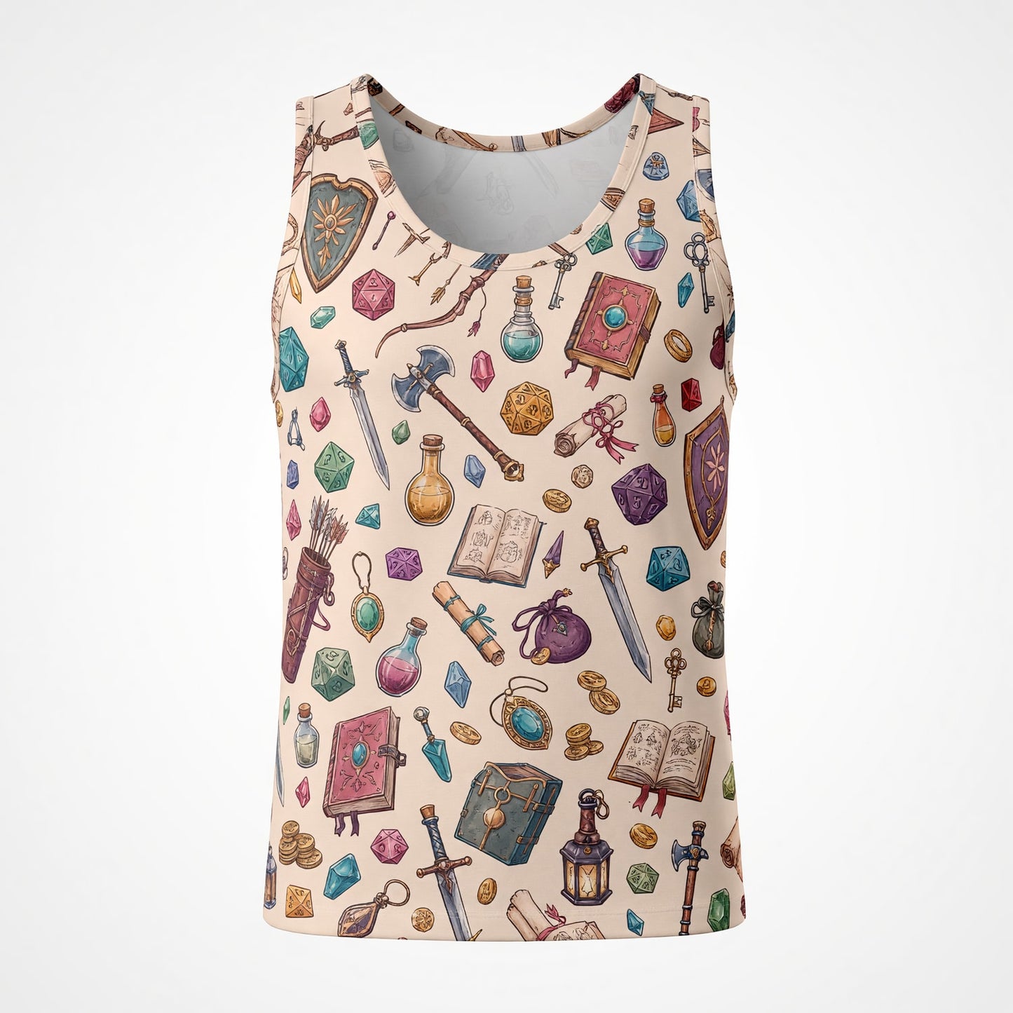 Fantasy Dungeon AOP Apparel - Fantasy RPG Dice Pattern