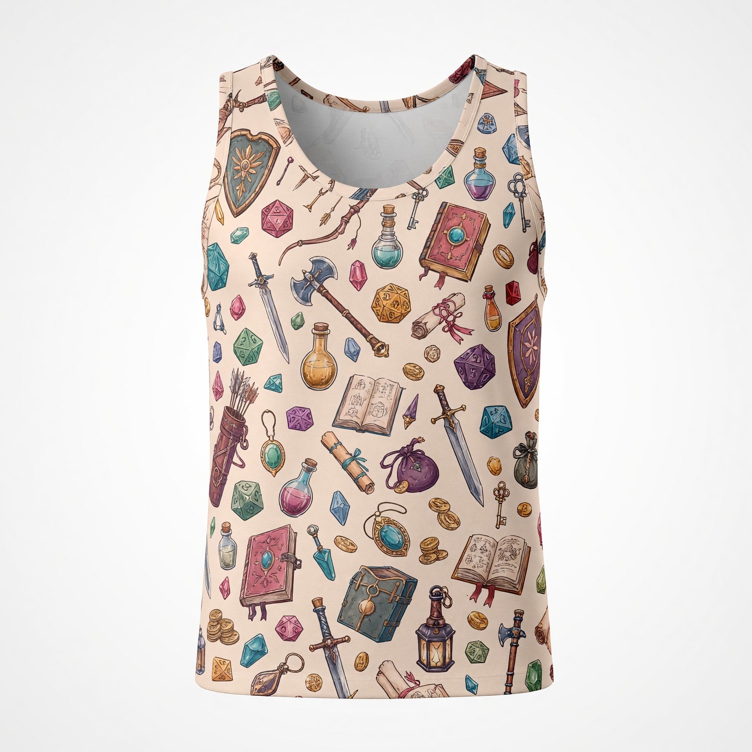 Fantasy Dungeon AOP Apparel - Fantasy RPG Dice Pattern