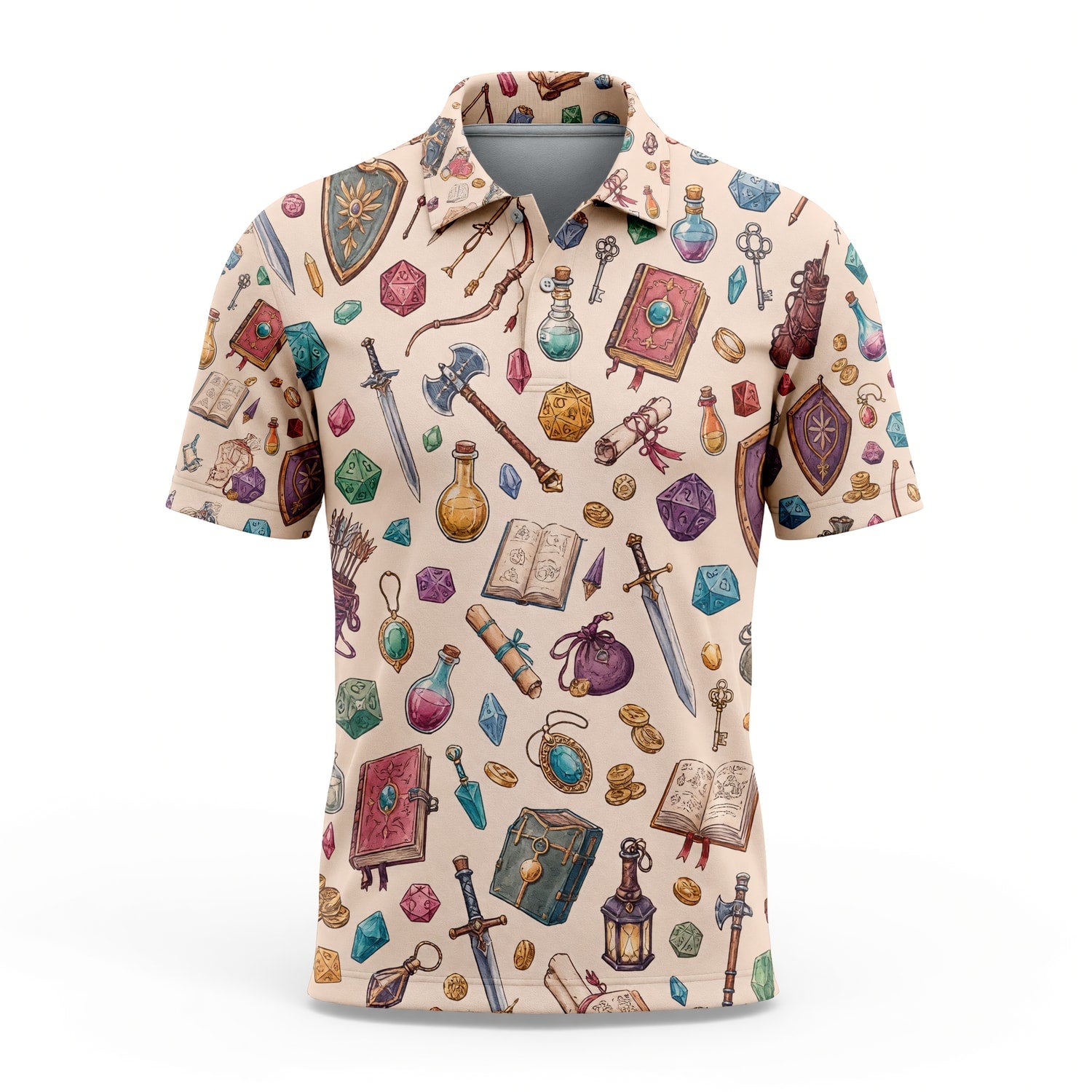 Fantasy Dungeon AOP Apparel - Fantasy RPG Dice Pattern