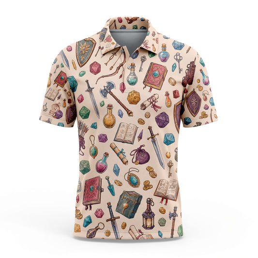 Fantasy Dungeon AOP Apparel - Fantasy RPG Dice Pattern