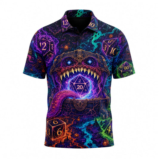 Mimic Dice Chest AOP T-Shirt - Fantasy RPG Horror Streetwear