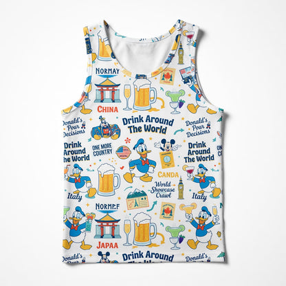 Duck Drink Around The World AOP T-Shirt - World Park Crawl Pattern