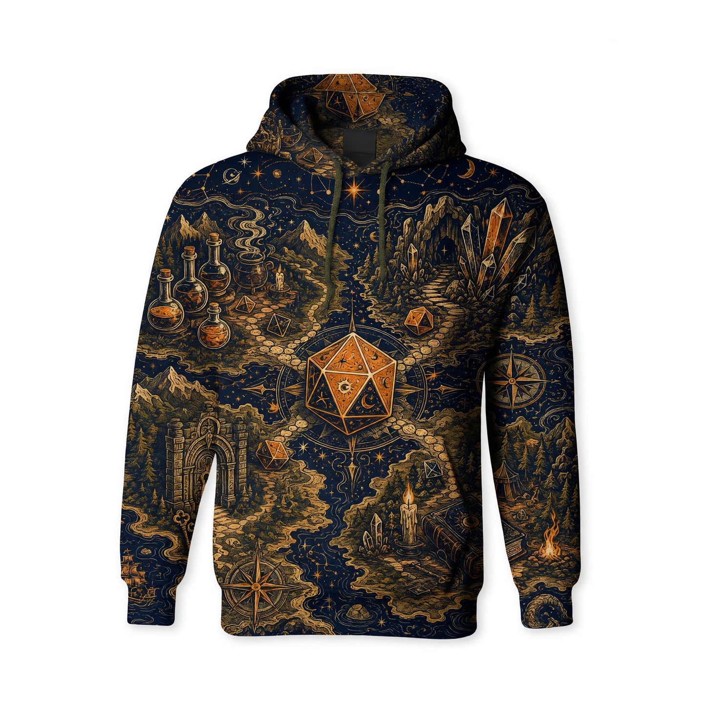 Mystic Dice Map AOP T-Shirt - Fantasy RPG Adventure Apparel