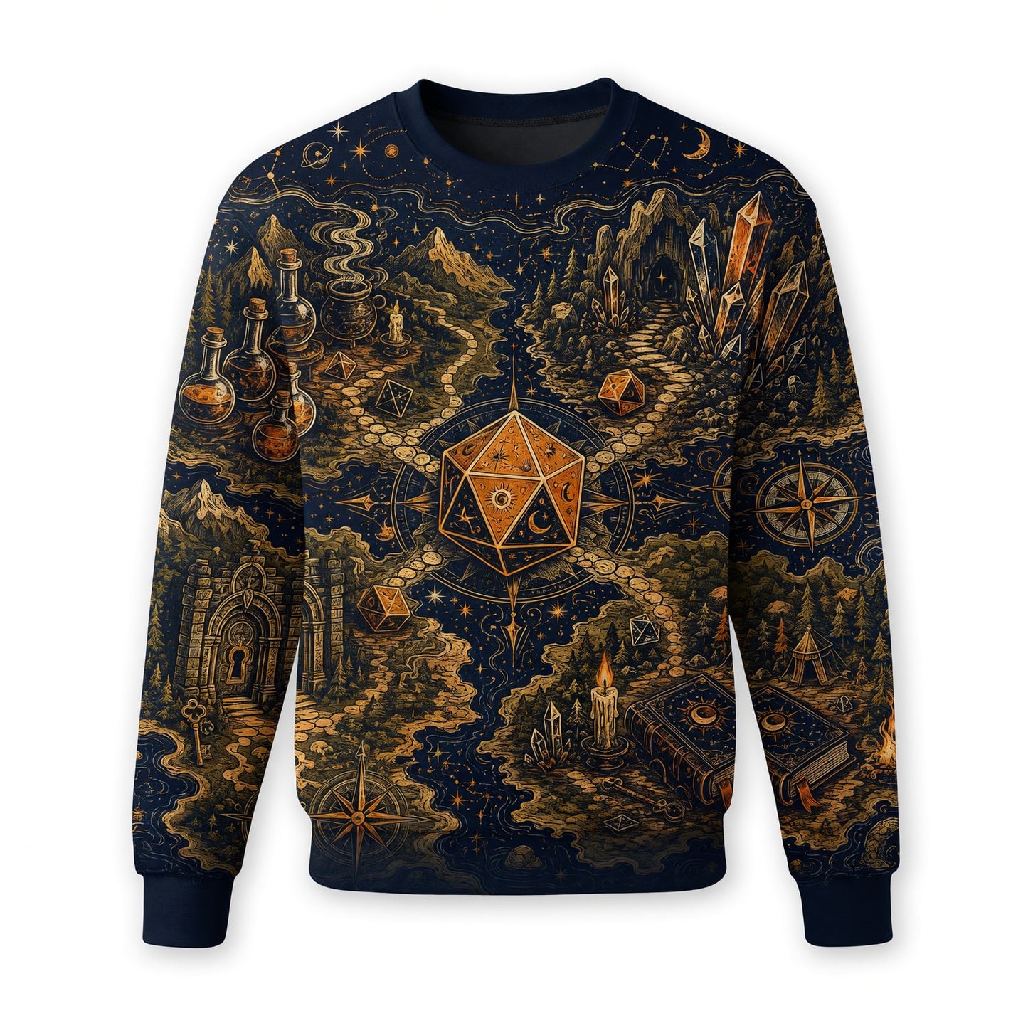 Mystic Dice Map AOP T-Shirt - Fantasy RPG Adventure Apparel